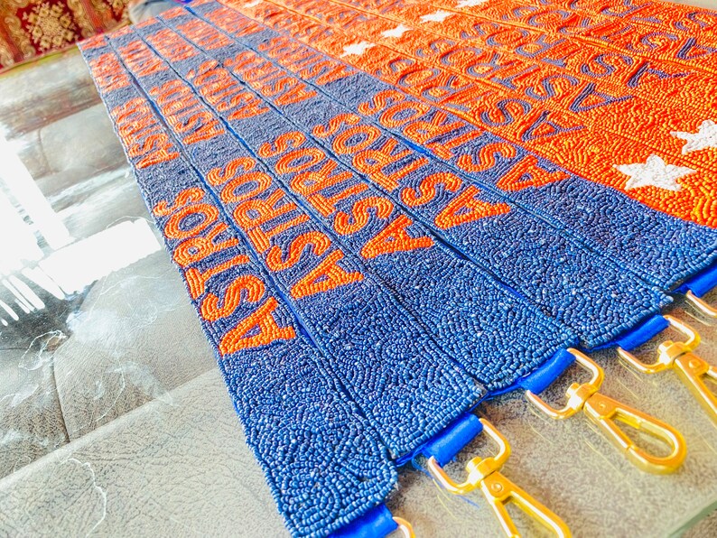 Houston Astros Beaded Purse Straps, Beaded Bag Straps, Beaded Coin