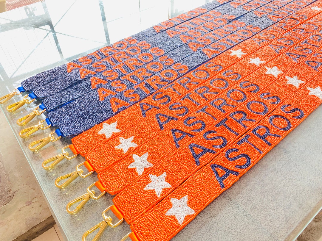 Houston Astros Beaded Purse Straps, Beaded Bag Straps, Beaded Coin Purses, Astros Coin Pouch, Beaded Purse Strap, Houston Astros Gift Strap