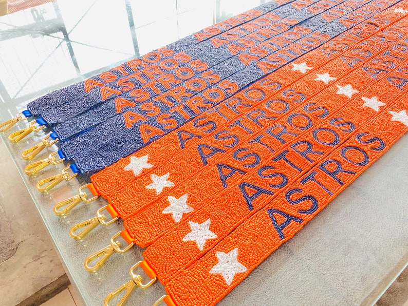 Houston Astros Beaded Purse Straps, Beaded Bag Straps, Beaded Coin