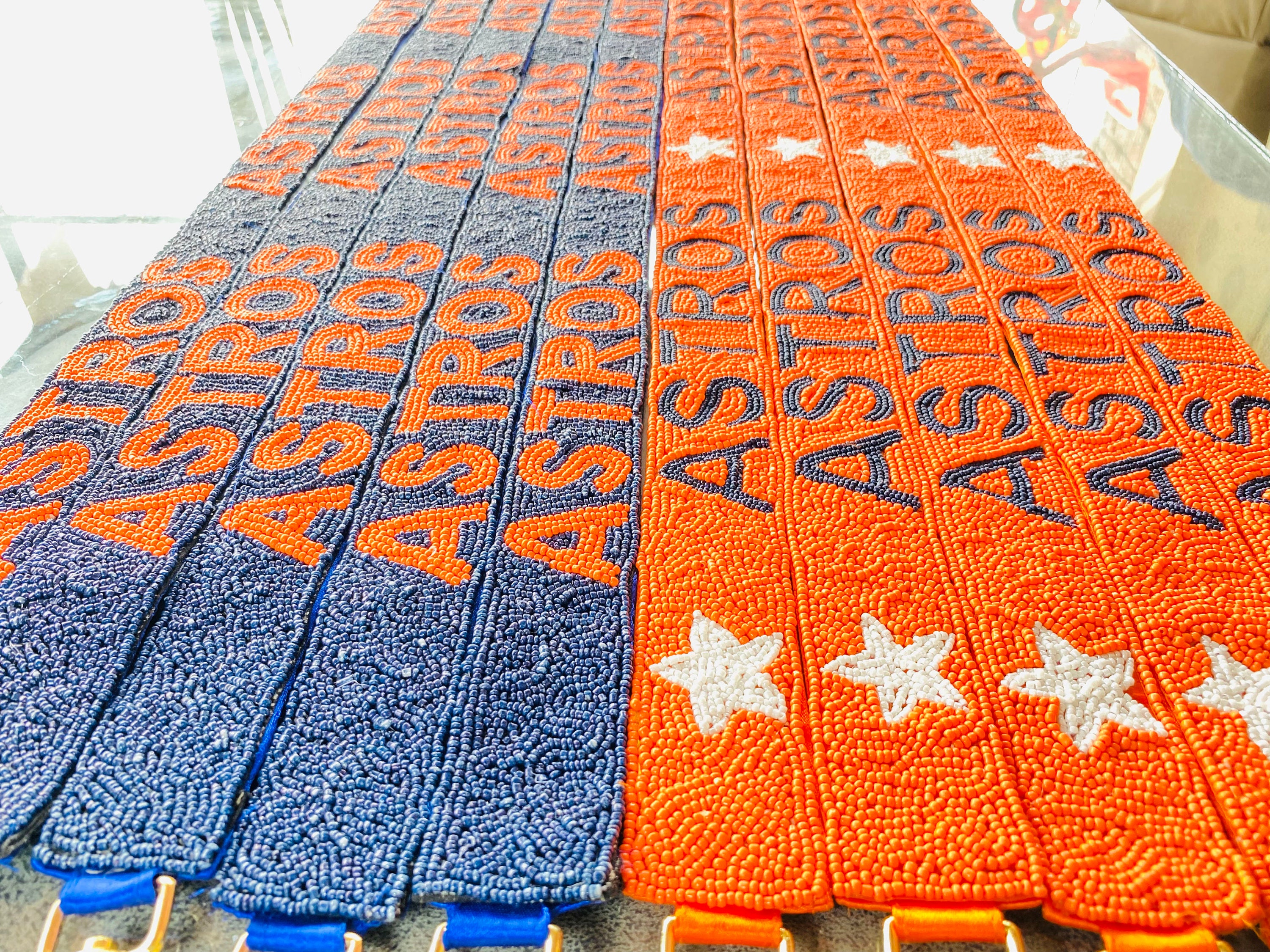 Houston Astros Beaded Purse Straps, Beaded Bag Straps, Beaded Coin