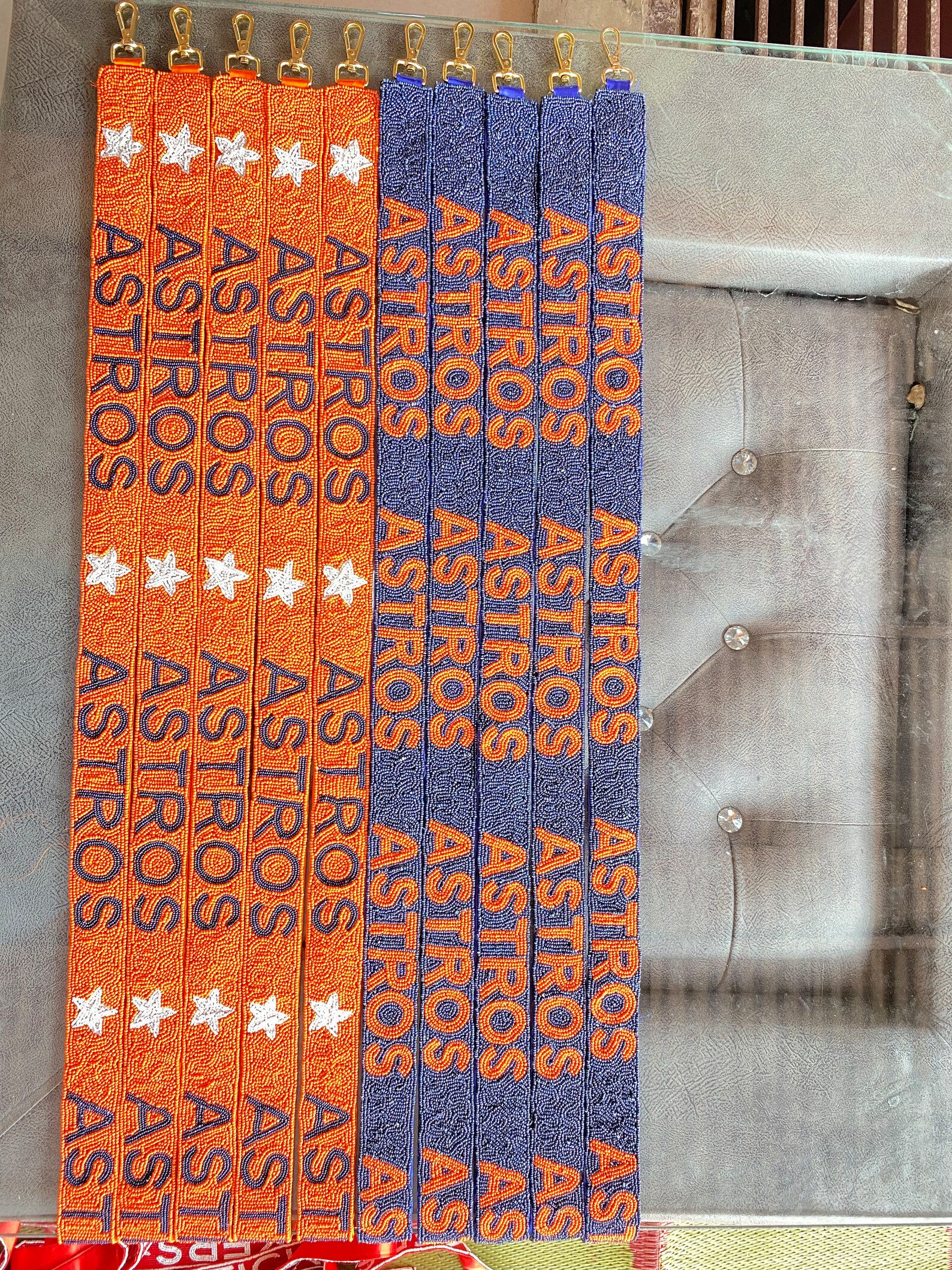 Houston Astros Beaded Purse Straps, Beaded Bag Straps, Beaded Coin