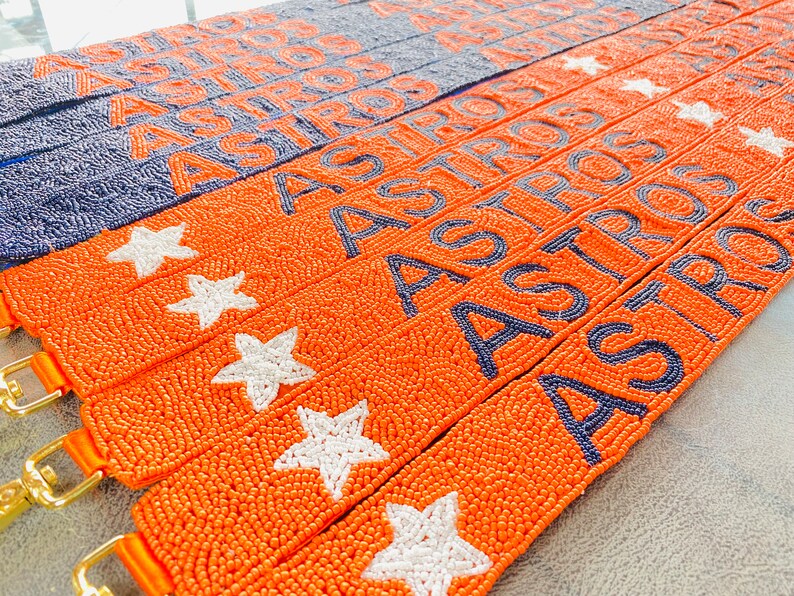 Houston Astros Beaded Purse Straps, Beaded Bag Straps, Beaded Coin