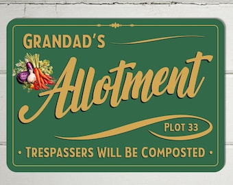 Personalised Metal Allotment Sign, Garden Decor Gift, Allotment Gift, Vegetables and Gardening