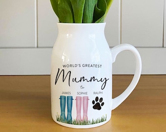 Personalised Bud Vase, Gift for Mum Nan Aunty Sister Grandma Nanny, Flower Jug