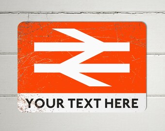 Personalised Bus Stop Metal Sign – Square, Rusted Print Look – Any Name