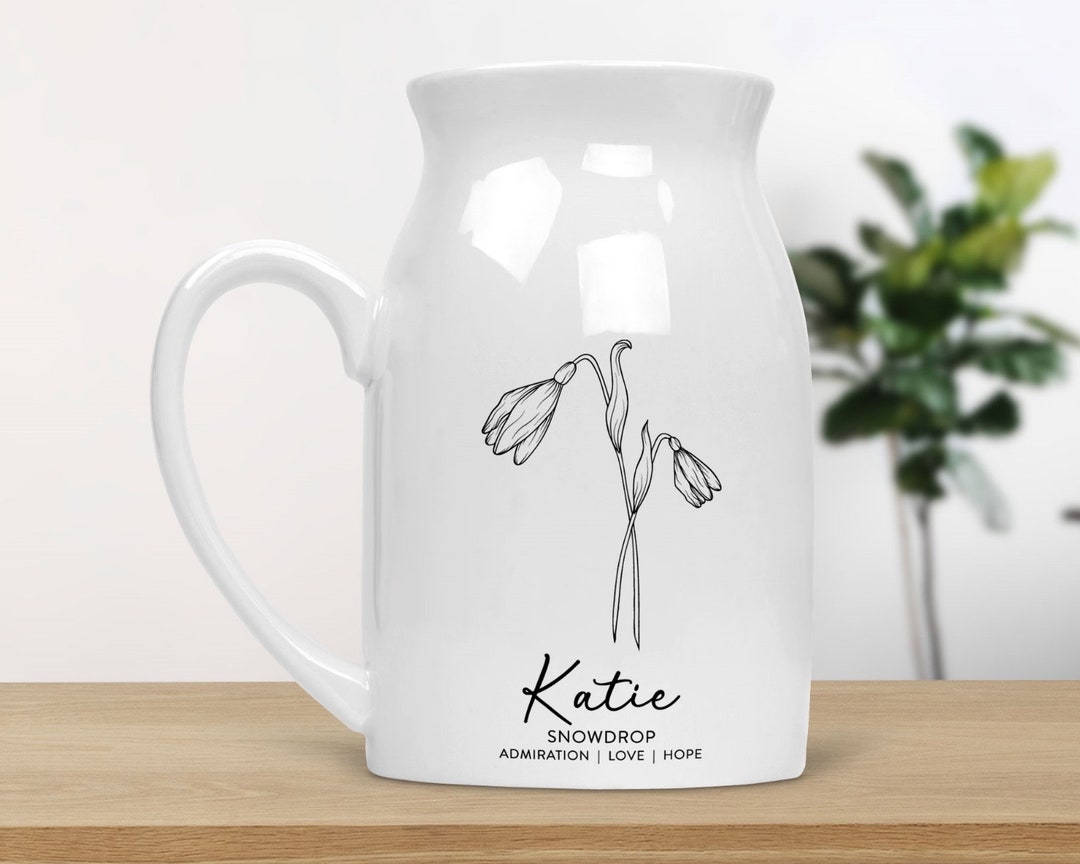 Personalised Birth Month Flowers Bud Vase, Small Vase, for Mum, Nan