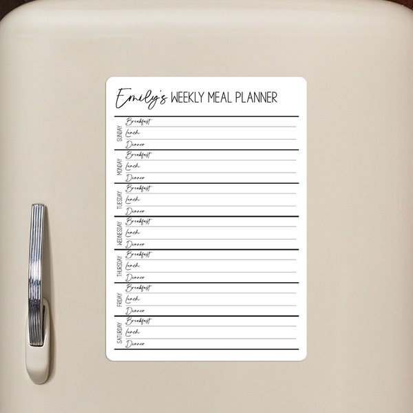 Personalised Magnetic Meal Planner Board, Dry Erase Whiteboard, with Pen and Eraser, 20x30cm
