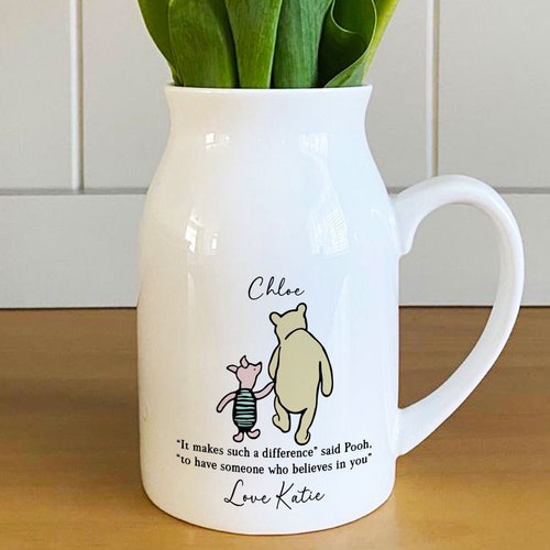 Personalised Small Winnie The Pooh Bud Vase, Teacher Gift, Thank You Teacher, Gift for Mum, Nan, Friend, Pooh Bear,  Thank You Gift