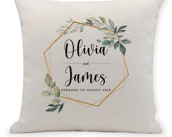 Personalised Wedding Engagement Cushion Cover, 40x40cm