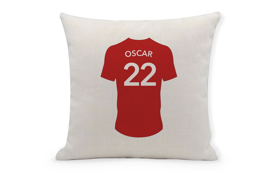 Personalised Football Shirt Name and Number Cushion Cover 40cm, Various