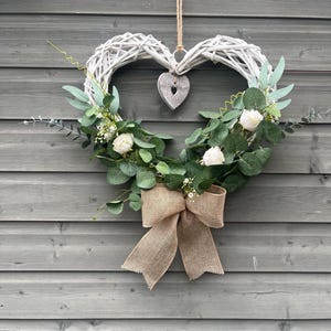 Heart-Shaped Rose & Eucalyptus Wreath: Rustic Cottage Decor