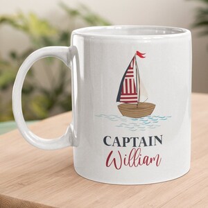 Personalised Sailing Mug: Captain Gift, 11oz Ceramic Mug