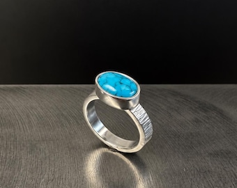 Kingman Water Web Türkisring, Sterlingsilber, handgefertigt, Größe 6,5