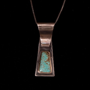 Number 8 Turquoise Modern Sterling Silver Pendant