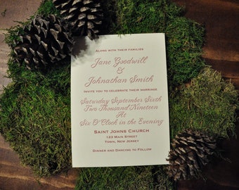 Simple Formal Classic Wedding Invitation Suite, Printed Elegant Cards