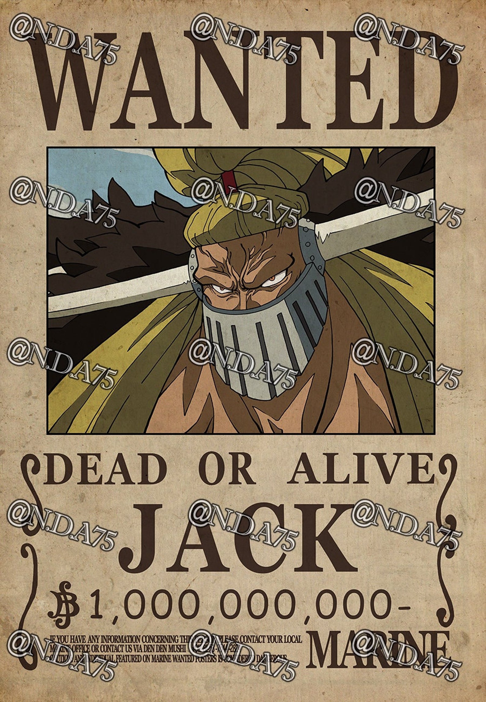 One Piece Wanted Poster JACK buy 2 Get 1 Free See Etsy UK