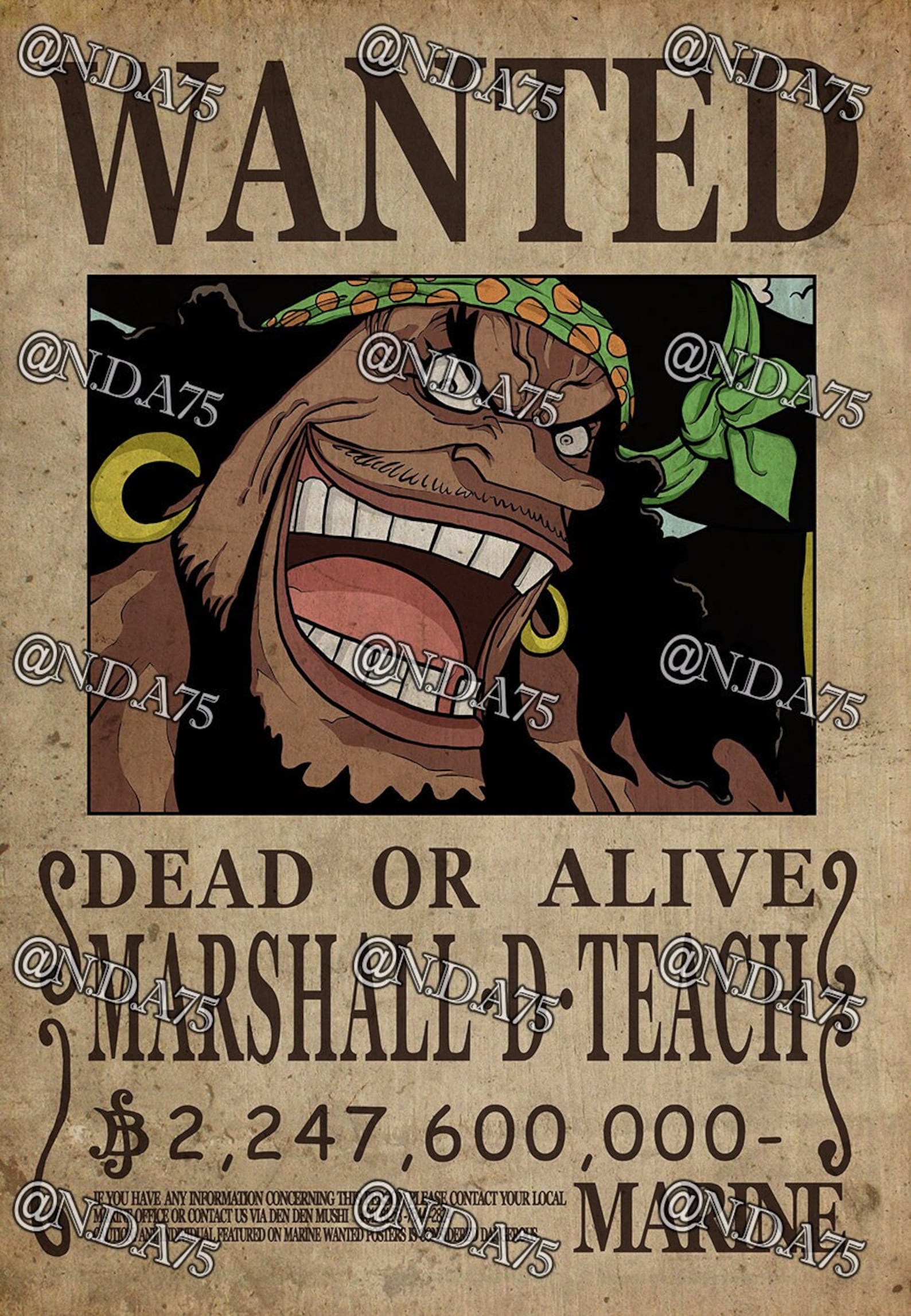 One Piece Wanted Poster BLACKBEARD buy 2 Get 1 Free See Etsy