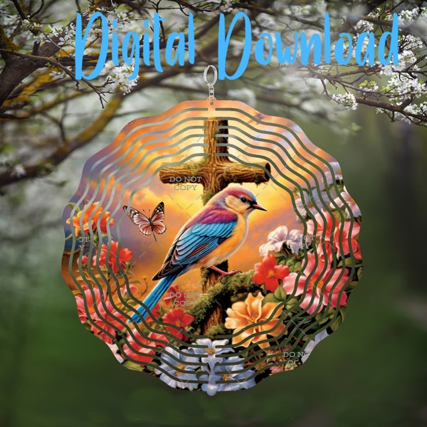 Cross Beautiful Bird Spinner - Digital Design - Download - png file