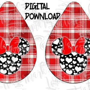Valentine Plaid - Sublimation Earring Designs Template PNG, Instant Digital Download - Printable