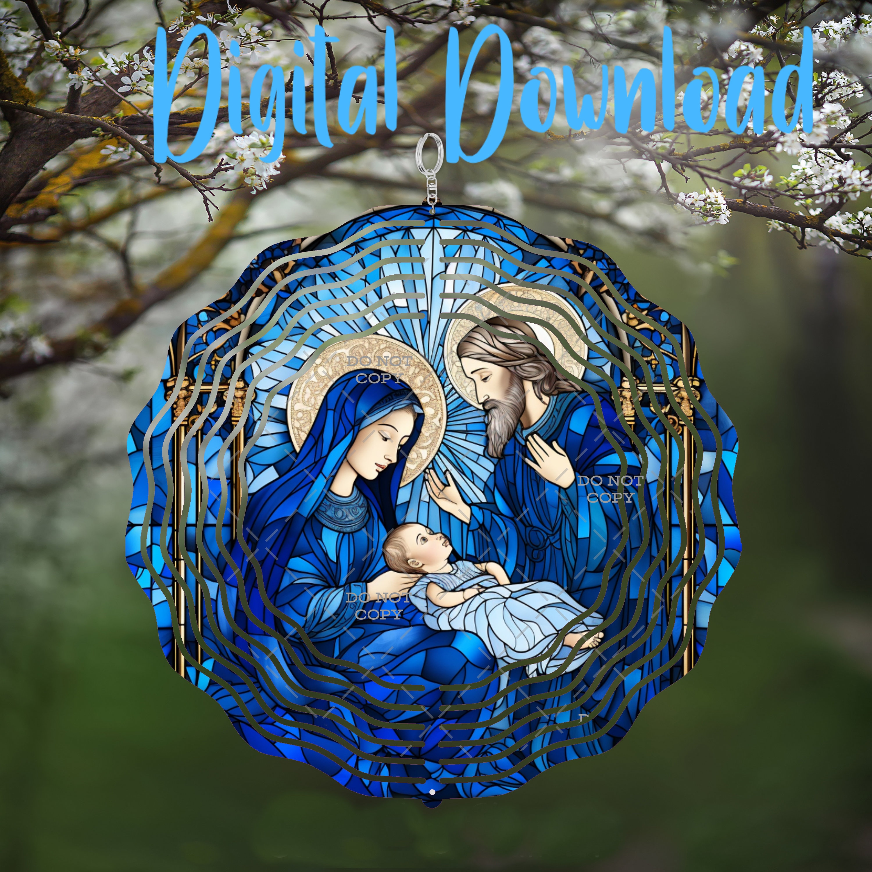 Stained Glass Nativity Wind Spinner - Digital Design - Download - png file