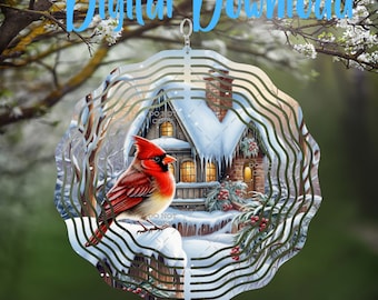 Cardinal Winter Wind Spinner - Digital Design - Download - png file
