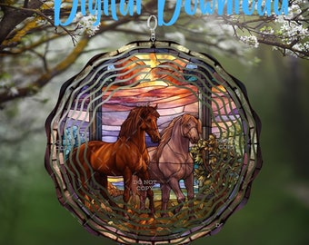Stained Glass Horses Spinner - Digital Design - Download - png file