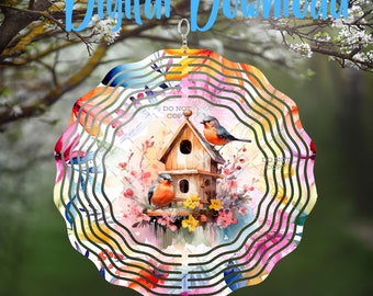 Robins and Birdhouse Spinner - Digital Design - Download - png file