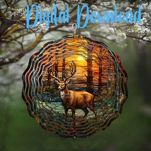 Stained Glass Deer Spinner - Digital Design - Download - png file