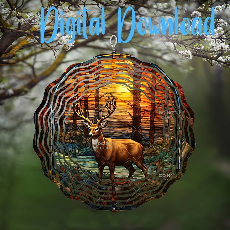 Stained Glass Deer Spinner Digital Design Download png file image 1