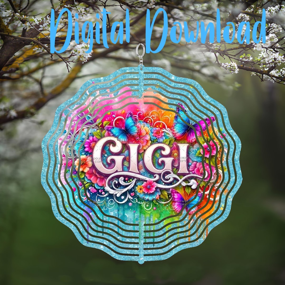 Gigi R Spinner Gigi Butterfly Teal Colorful Drip Wind Spinner - Digital Design ...