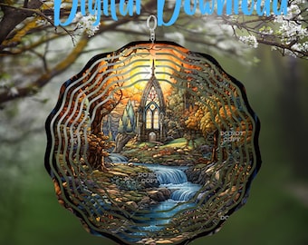Stained Glass Church Spinner - Digital Design - Download - png file