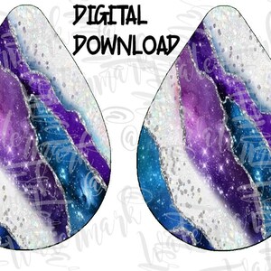 Abstract Purple Blue - Sublimation Earring Designs Template - PNG - Instant Digital Download