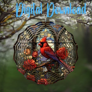 Cardinal Stained Glass Spinner - Digital Design - Download - png file