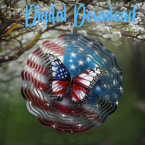 Patriotic Butterfly Spinner - Digital Design - Download - png file