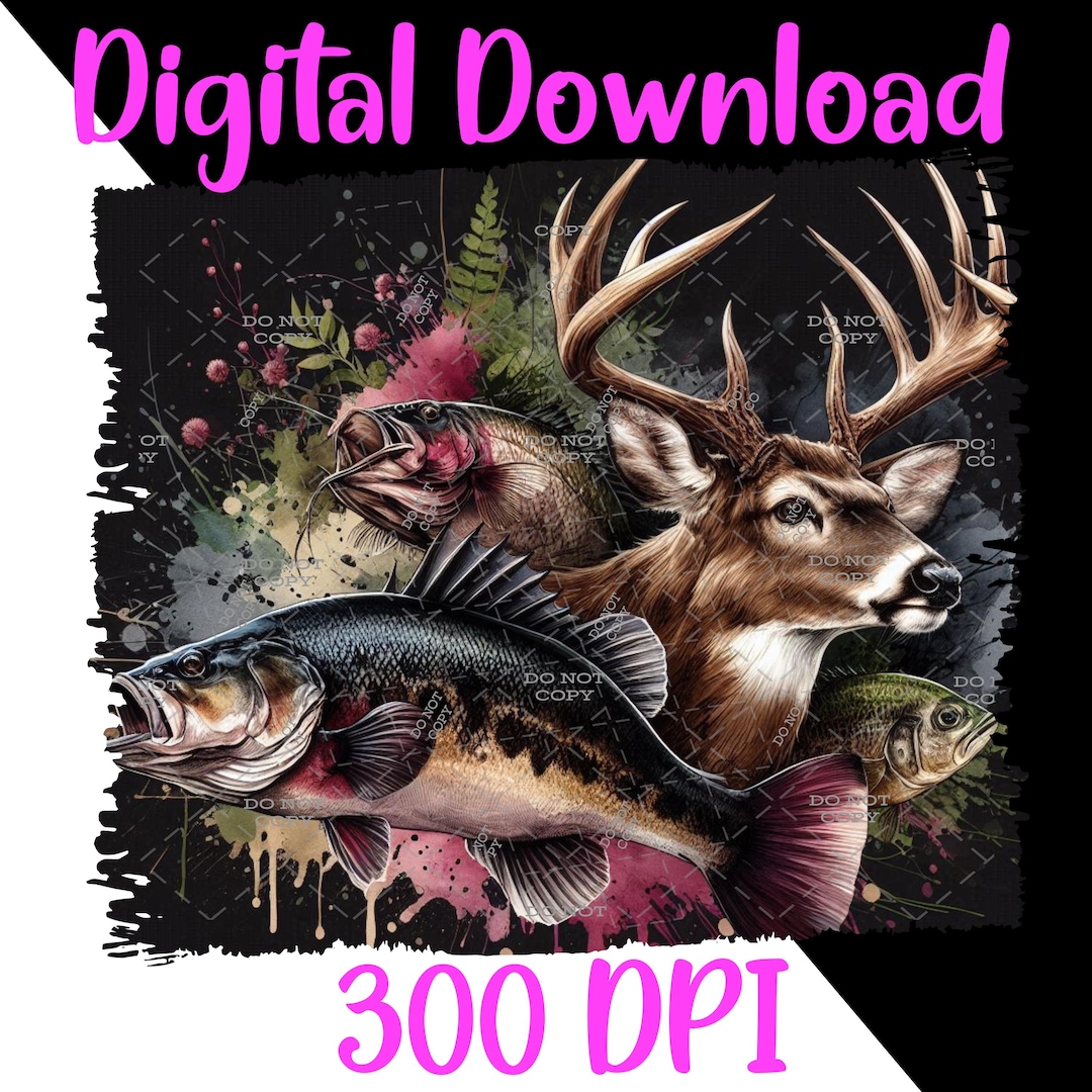 Deer and Fish | Fishing | Hunting | Digital Download | Png File - Etsy