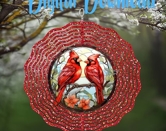 Stained Glass Cardinal Spinner - Digital Design - Download - png file