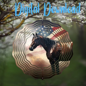 Horse American Flag Cross Wind Spinner - DIGITAL Download - png file
