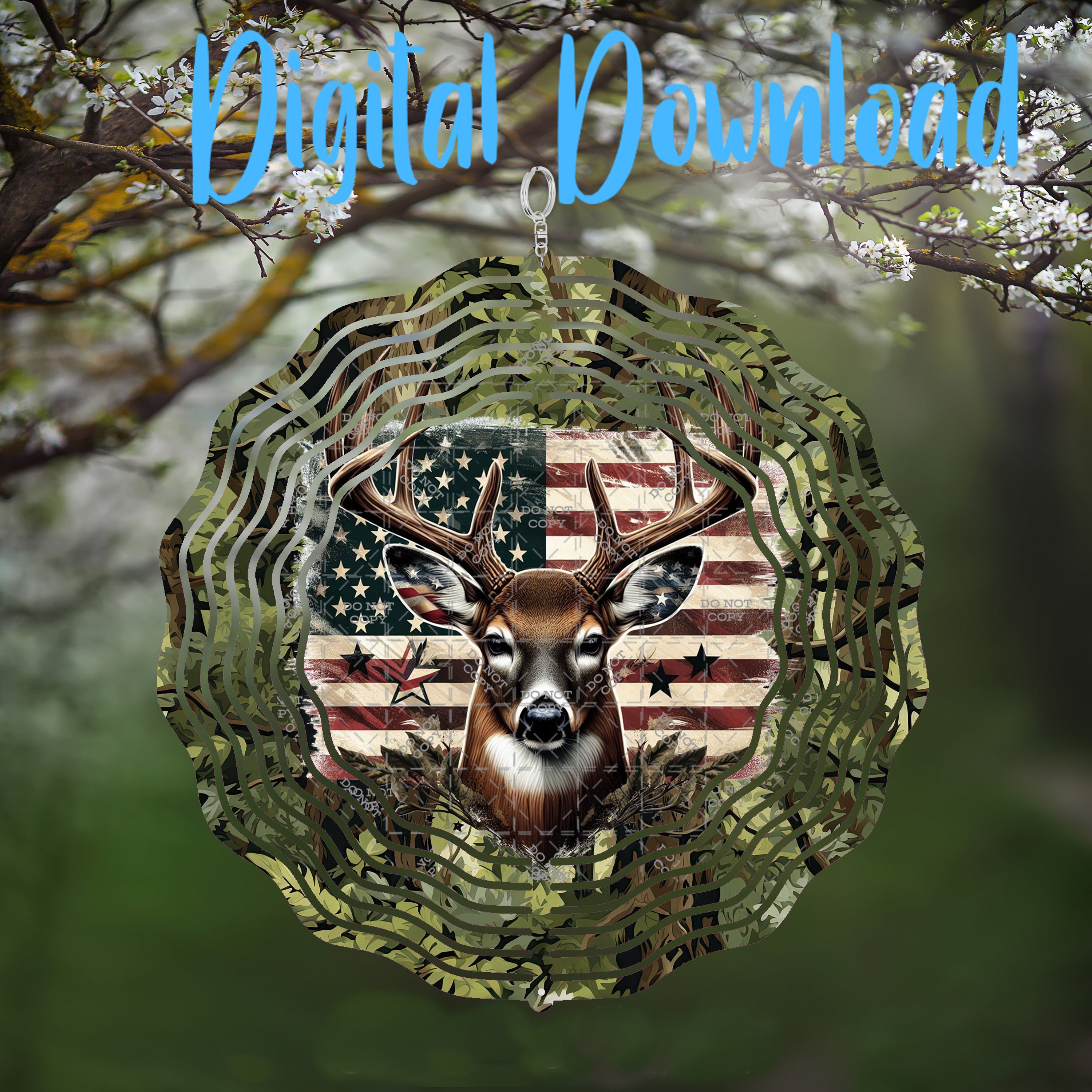 Hirsch amerikanische Flagge Windspiel - Digital Design - Download - png Datei