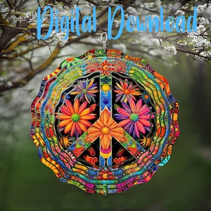 Peace Flower Wind Spinner - Digital Design - Download - png file