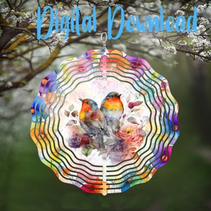 Robins and Flowers Spinner - Digital Design - Download - png file