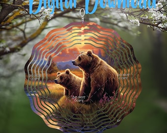 Sunset Bear Spinner - Digital Design - Download - png file