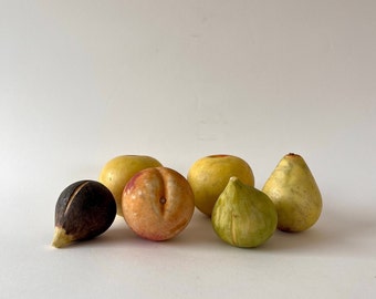 Six Pieces Antique Italian Alabaster Fruit