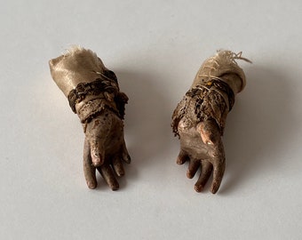 Two 19th C Italian Shepard's Hands from the Nativity Scene