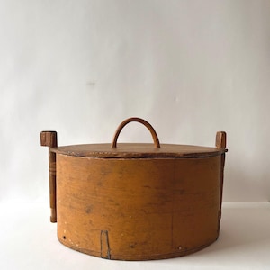 Antique Pine Wood Box, Tine or Butte, Yellow Painted, Northern Europe