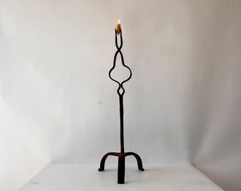 18th Century Wrought Iron Candle Holder or Resinier