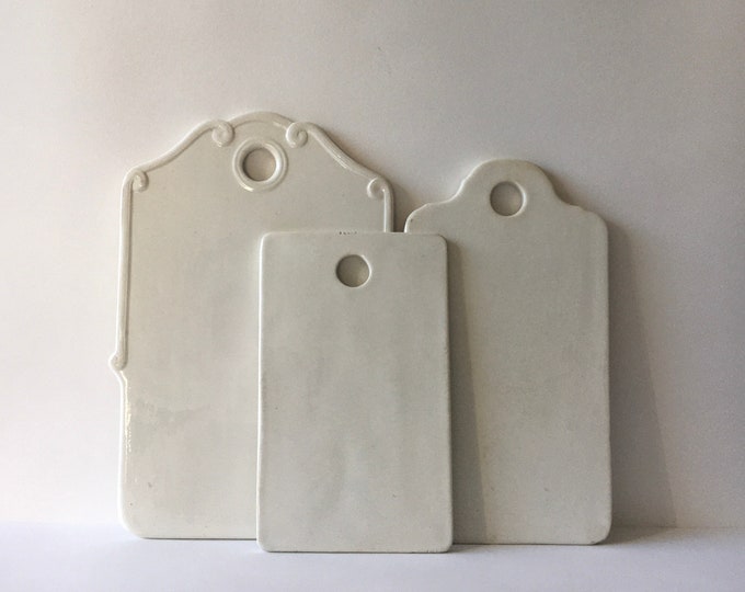 3 White Ceramic Cutting Boards Etsy