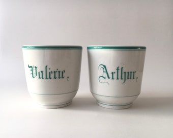 Two Antique French XL Brulot Cups with Names