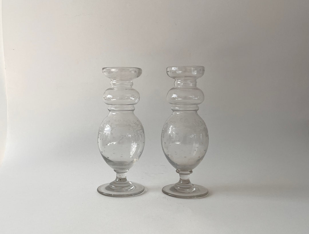 Set of 2 French Antique Glass Bulb Vases, 19th Century. Etsy