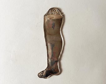 Large Italian Vintage Silver Plated Ex Voto Leg