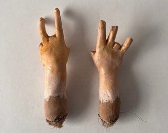 Two 19th C Italian Shepard's Hands from the Nativity Scene